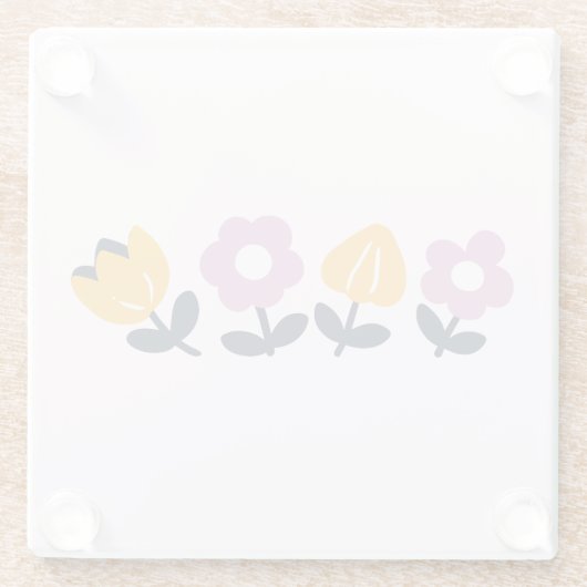 April knuffels en natte neuzen – Bloemen deel Glazen Onderzetter (Achterkant)