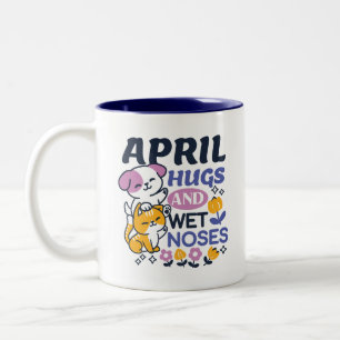 April Knuffels en Natte Neuzen – Mooie Hond en Kat Tweekleurige Koffiemok