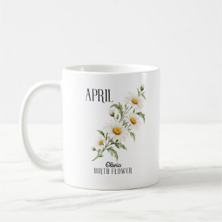 April Madeliefje Watercolor Geboortebloem Koffiemok