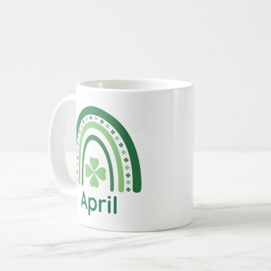 April Naam Clover Boho Rainbow Koffiemok (Voorkant links)