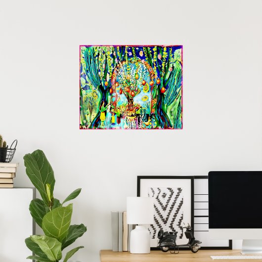 April Naive Folk Art Spring Celebration Poster (Thuiskantoor)