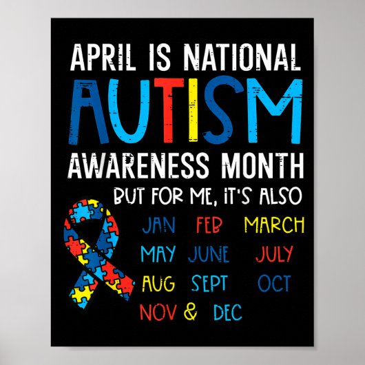 April Nationale Autisme Bewustzijn Maand Lint Mann Poster (Voorkant)
