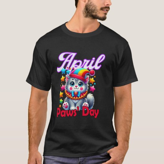 April Paws Dag Grappige Kat April Fools Gag T-shirt (Voorkant)