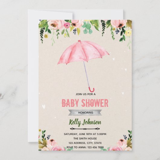 April regen Mei bloem thema uitnodiging (Voorkant)