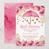 April-regens brengen May Bloemen Roze Paraplu Kaart (Voorkant / Achterkant)