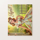 April Retro Blonde Pin-Up Spring Girl  Legpuzzel (Verticaal)