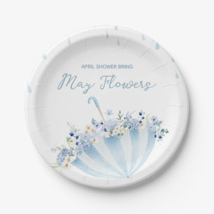 April Shower Brengt Mei Bloemen Baby Shower Papieren Bordje
