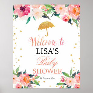 April Shower Umbrella Floral welkomstteken Poster