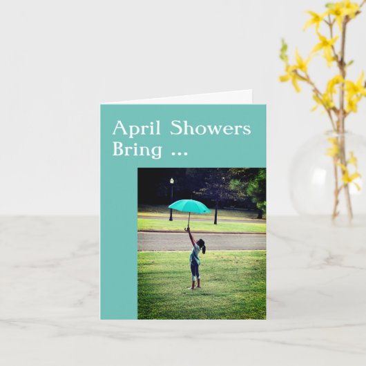 April Showers and May Flowers greeting card Kaart (Gele Bloem)