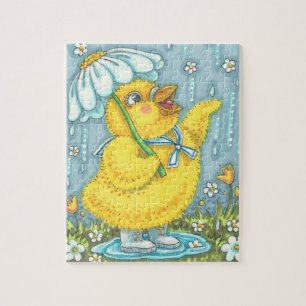 APRIL SHOWERS BABY CHICK, SPRING EENVOUDIGER PUZZL LEGPUZZEL