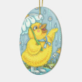 APRIL SHOWERS BABY CHICK SPRING ORNAMENT Oval (Links)
