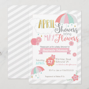 April Showers Baby shower Uitnodiging