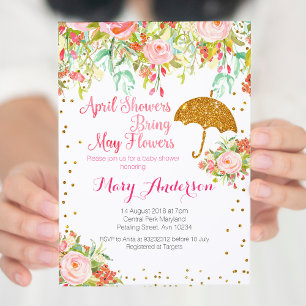 April Showers Baby shower Uitnodiging