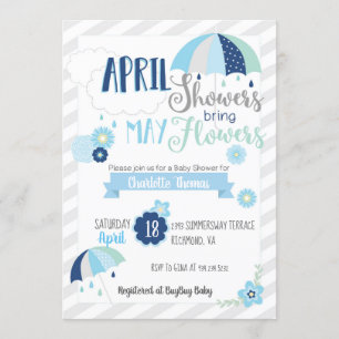 April Showers Baby shower Uitnodiging