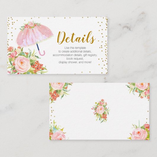 April Showers brengen Baby shower mogelijk ventila Informatiekaartje (Voorkant / Achterkant)