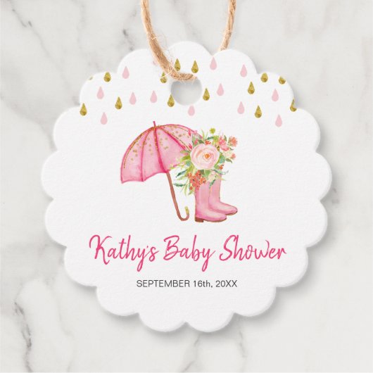 April Showers brengen Baby shower voor mei-ventila Bedankjes Labels (Voorkant)