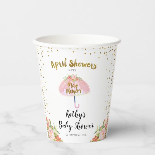 April Showers brengen Baby shower voor mei-ventila Papieren Bekers (Voorkant)