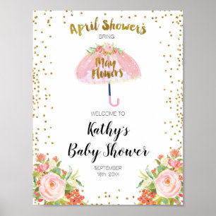 April Showers brengen May Flower Baby shower Welko Poster