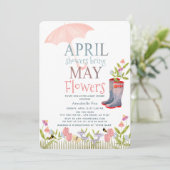 April Showers brengen May Flowers Baby shower Invi Kaart (Staand voorkant)