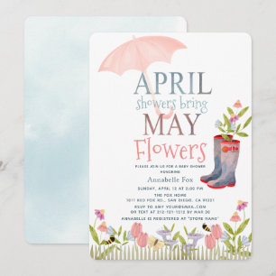 April Showers brengen May Flowers Baby shower Invi Kaart