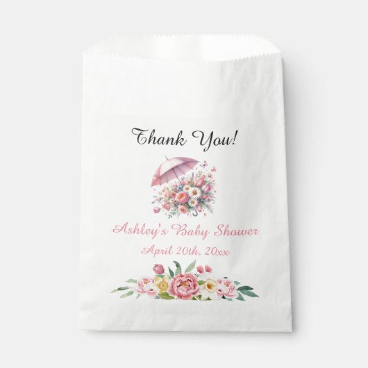 April Showers brengt mei Flowers Baby shower Bedankzakje (Voorkant)