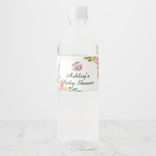 April Showers brengt mei Flowers Baby shower Waterfles Etiket (Voorkant)