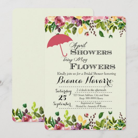 April Showers Bridal Shower Uitnodiging (Voorkant / Achterkant)
