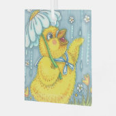 APRIL SHOWERS CUTE BABY CHICK & SPRING FLOWER GLAS ORNAMENT (Voorkant links)