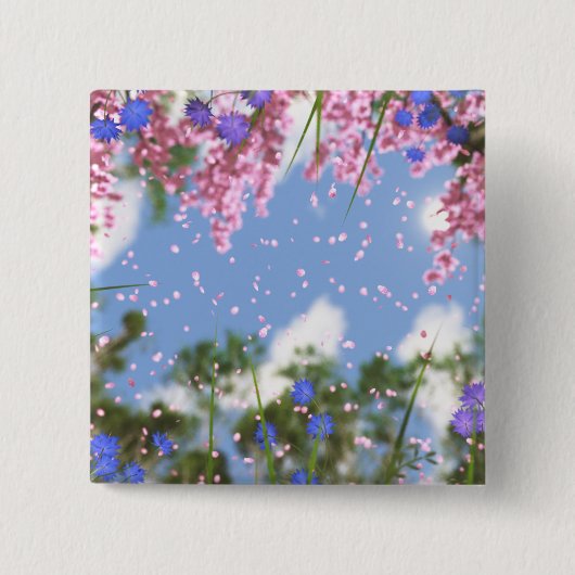 April Showers Knop Vierkante Button 5,1 Cm (Voorkant)