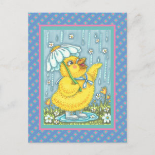 APRIL SHOWERS KUNNEN STROMEN, SPRING CHICK BRIEFKA BRIEFKAART