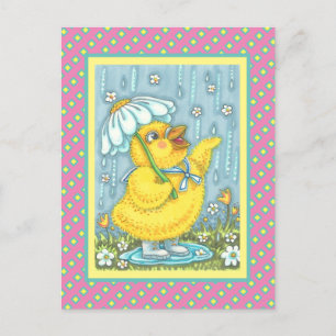 APRIL SHOWERS KUNNEN STROMEN, SPRING CHICK BRIEFKA BRIEFKAART