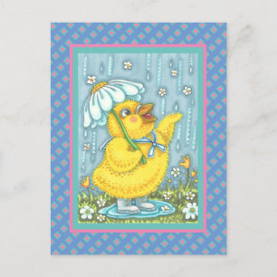 APRIL SHOWERS KUNNEN STROMEN, SPRING CHICK BRIEFKA BRIEFKAART