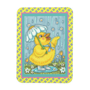 APRIL SHOWERS KUNNEN STROMEN, SPRING CHICK MAGNET MAGNEET