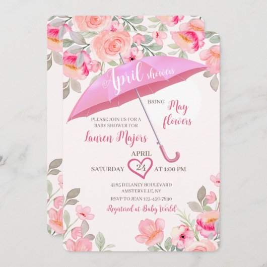 April Showers Paraplu Douche Kaart (Voorkant / Achterkant)