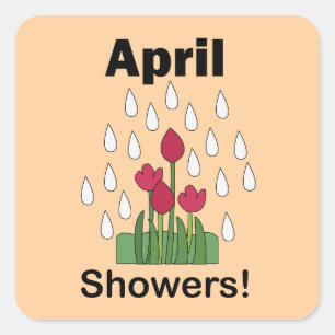 April Showers Roze Madeliefje Bloem Floral Vierkante Sticker