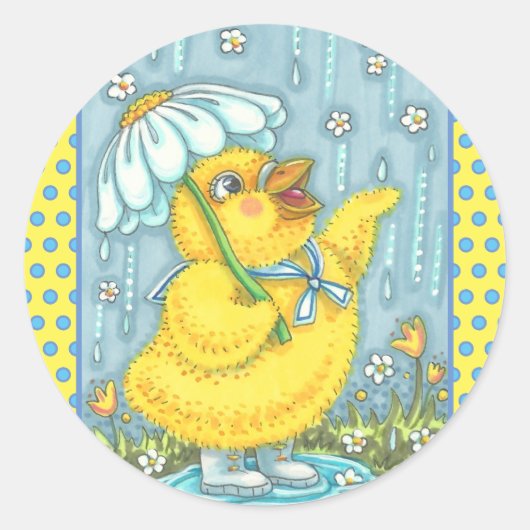 APRIL SHOWERS SPRING CHICK, CHICKEN STICKERS Sheet (Voorkant)