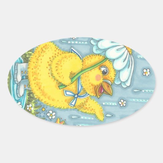 APRIL SHOWERS SPRING CHICK, CHICKEN STICKERS Sheet (Voorkant)