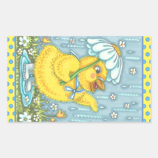 APRIL SHOWERS SPRING CHICK, CHICKEN STICKERS Sheet (Voorkant)