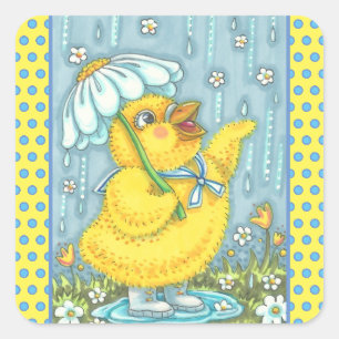 APRIL SHOWERS SPRING CHICK, CHICKEN STICKERS Sheet