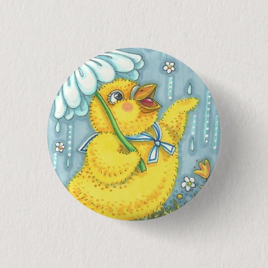 APRIL SHOWERS SPRING CHICK, EASTER BUTTON Round (Voorkant)