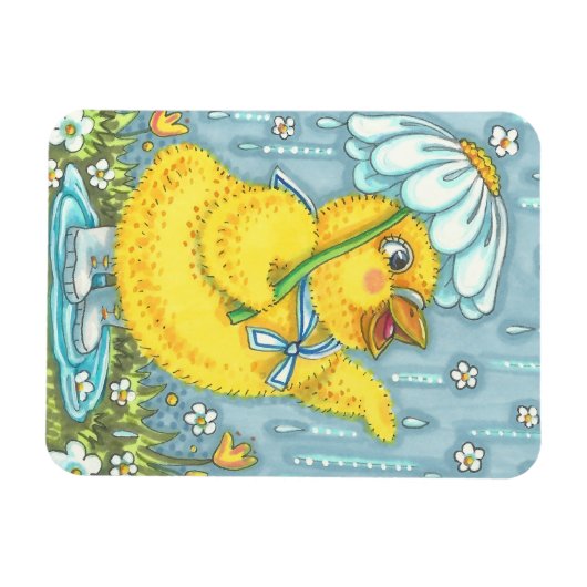 APRIL SHOWERS SPRING CHICK MAGNET Rectangle Magneet (Horizontaal)