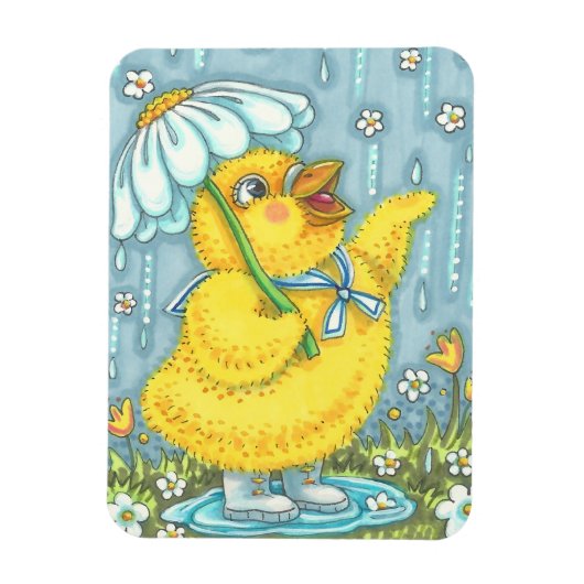 APRIL SHOWERS SPRING CHICK MAGNET Rectangle Magneet (Verticaal)