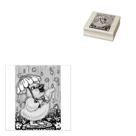 APRIL SHOWERS, SPRING CHICK RUBBER STEMP RUBBERSTEMPEL (Gestempeld)