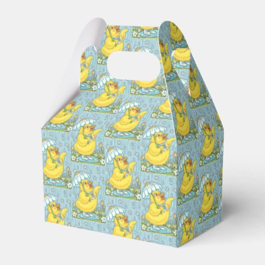 APRIL SHOWERS, SPRING EASTER CHICK GABLE FAVOR BOX BEDANKDOOSJES (Voorkant Zijde)