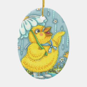 APRIL SHOWERS, SPRING EASTER CHICK ORNAMENT 2019