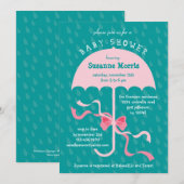 "April Showers" Umbrella Girl Baby shower Invitati Kaart (Voorkant / Achterkant)