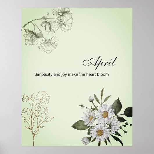 April Simple Joy Bloemprint Poster (Voorkant)