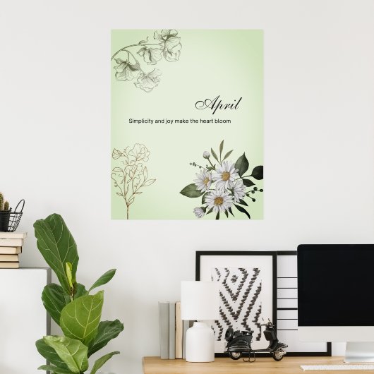 April Simple Joy Bloemprint Poster (Thuiskantoor)