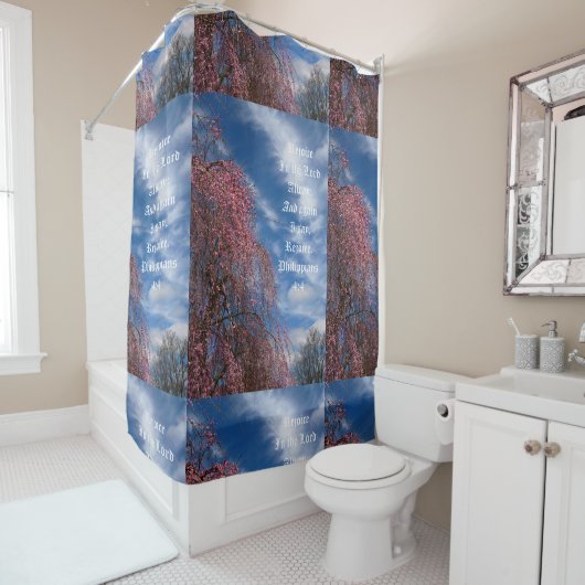 April Sky with Philippians 4:4 Douchegordijn (In situ)