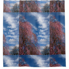 April Sky with Philippians 4:4 Douchegordijn